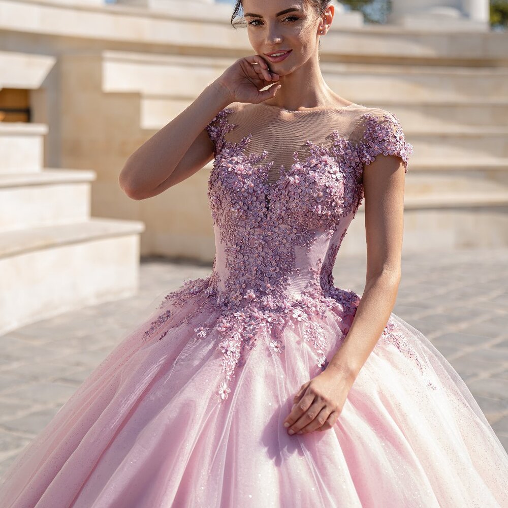 Quinceanera dresses Blush Pink Quinceañera Dress with Floral Appliques, Ball